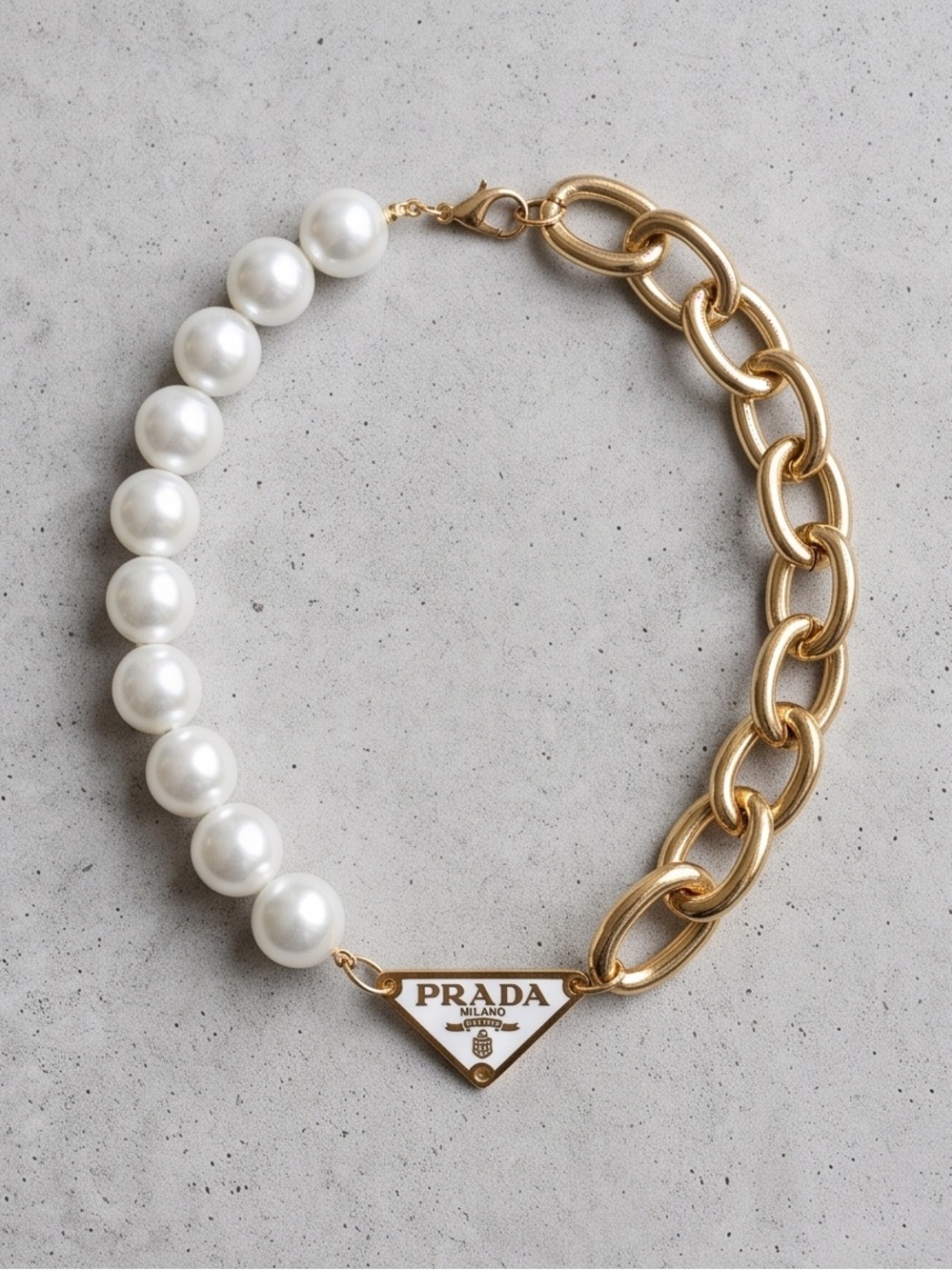 Unbranded Upcycled Pearl & Gold Chain Necklace